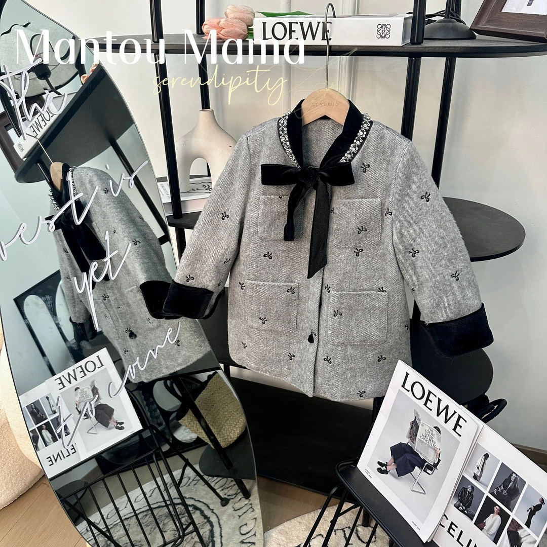 【馒头妈妈】【现货】小香气质羊毛呢夹棉外套冬季女童加厚精致