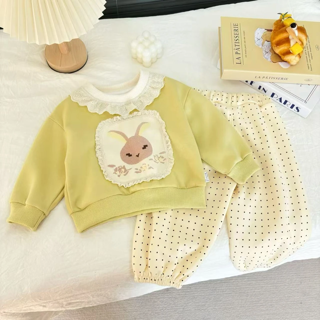 【甜甜花边兔】25年早春新款可爱花边小兔卫衣套装长袖套装SJ-J-A14