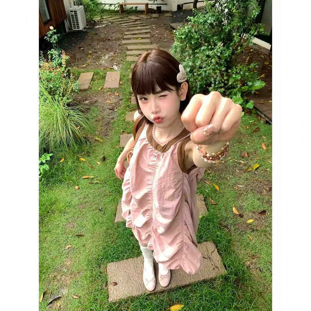 赵小小【行走的时髦精】夏季减龄拼接撞色无袖背心连衣裙女28373