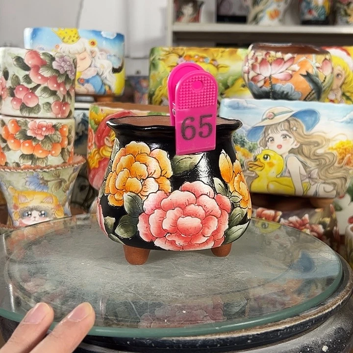 满38包邮 景德镇幸运花盆