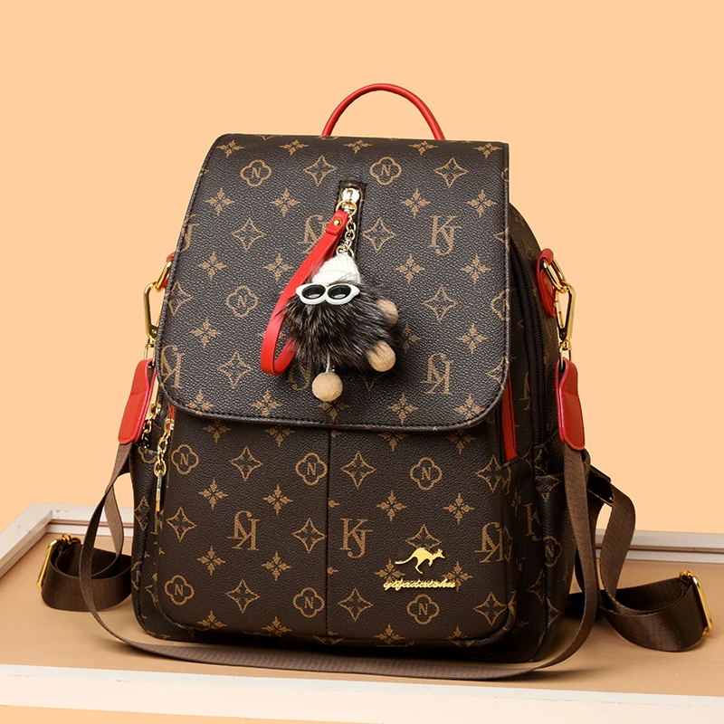 正品专柜女士复古印花双肩包2025新款妈妈逛街旅游旅行大容量背包