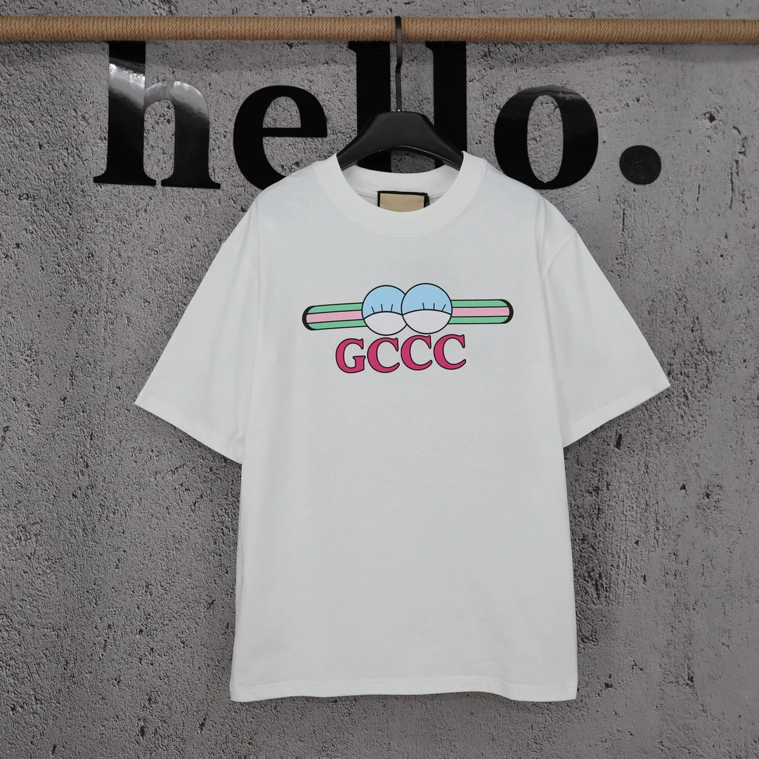 青春潮流款纯棉透气短袖男女皆宜宽松卡通动物T恤白色上衣夏季衫