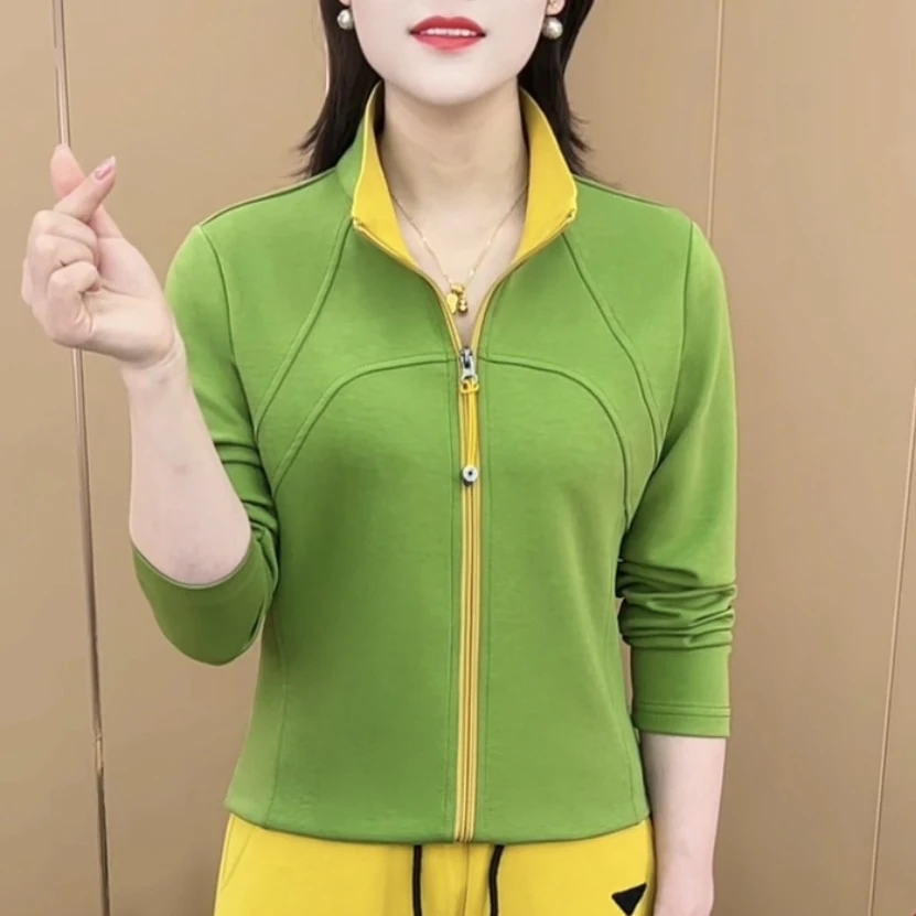2025春季新款时尚双拉链纯色设计感气质显瘦百搭长袖上衣K2605