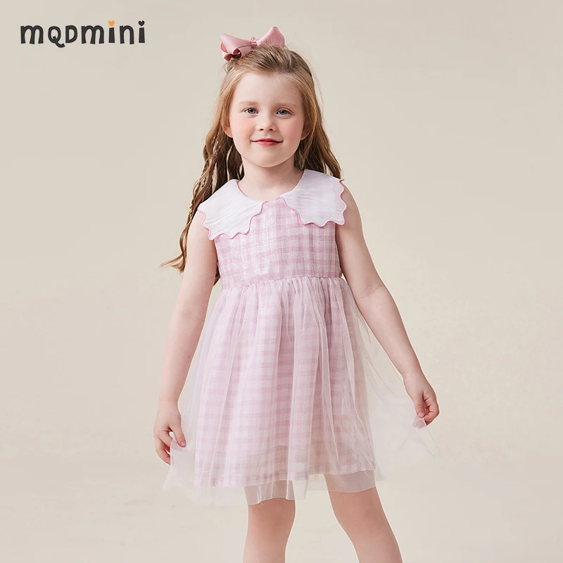 MQDMINI女童短袖中小童连衣裙时尚百搭可爱连衣裙YFA