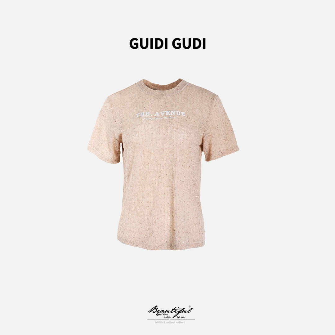 GUIDI GUDI【麦芽】气质休闲百搭简约时尚圆领短袖T恤 T9510251H