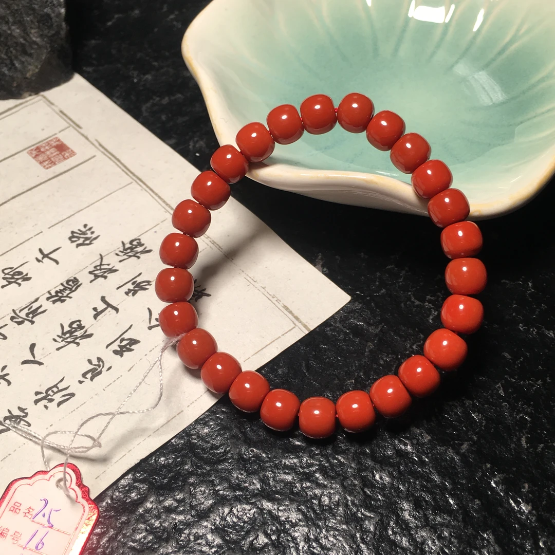 【朱锦南红】极品川料南红玛瑙满色满肉柿子锦老型手串女款7.5mm16g