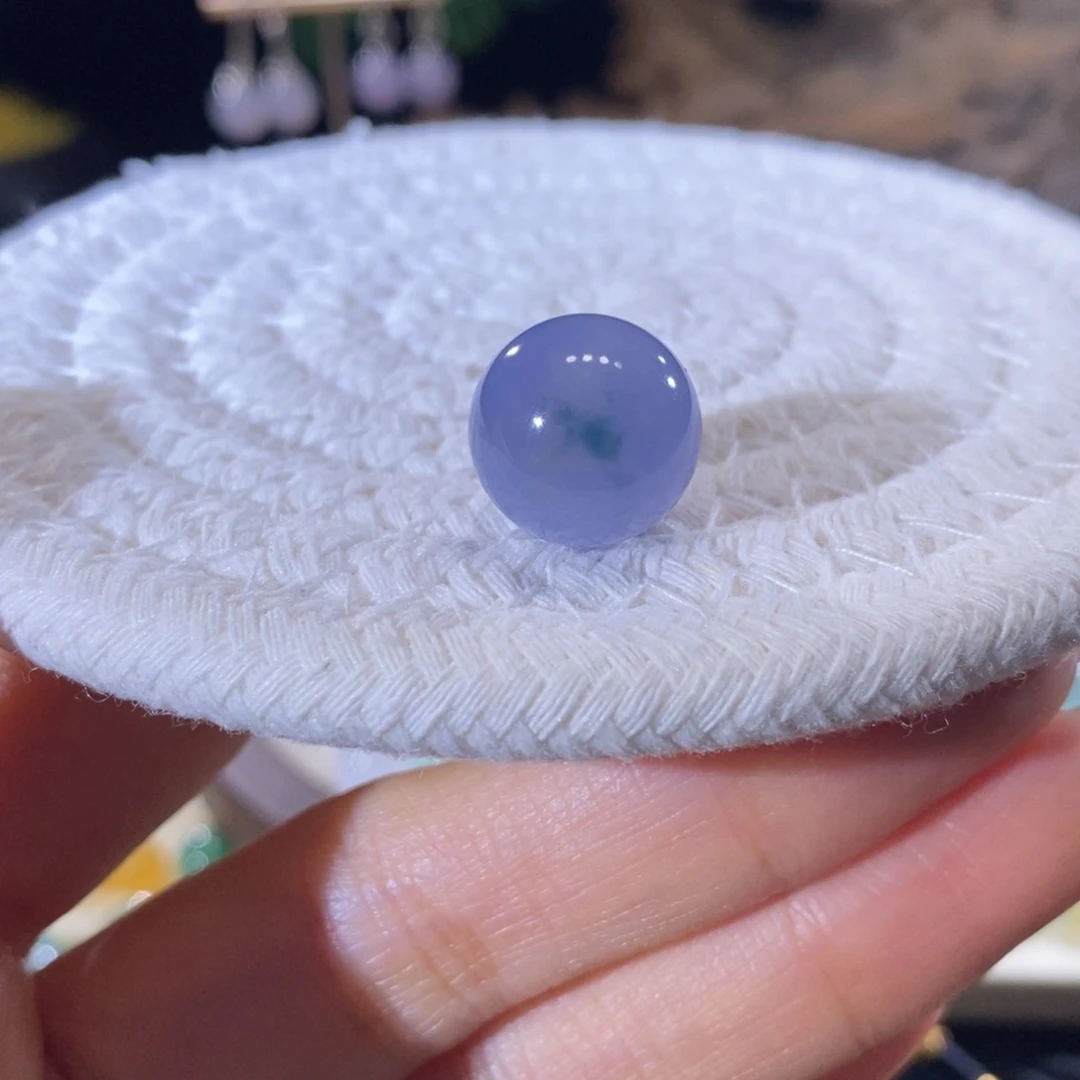 翡翠未镶嵌颈饰翡翠浓紫飘花珠14+mm