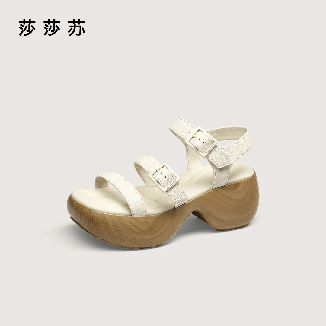 【和风海岛】莎莎苏2025一秒入夏圆头厚底增高休闲女凉鞋ZA65307-41