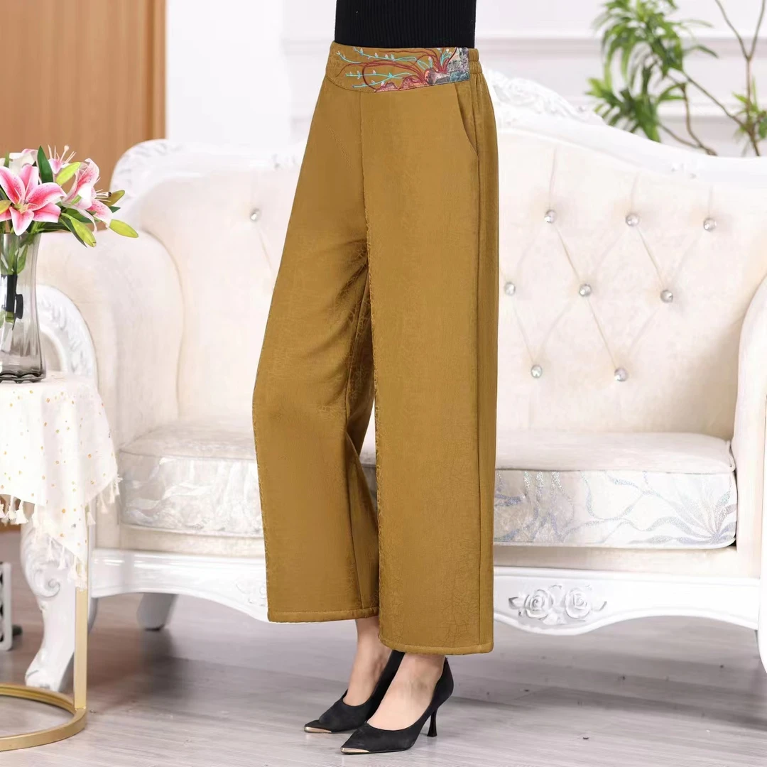 G开播2025气质国风重工纹纹阔腿中国风显瘦裤子百搭k22