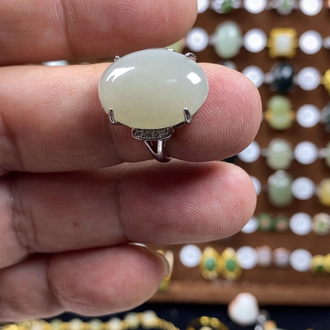 和田玉(青白玉)戒指合金