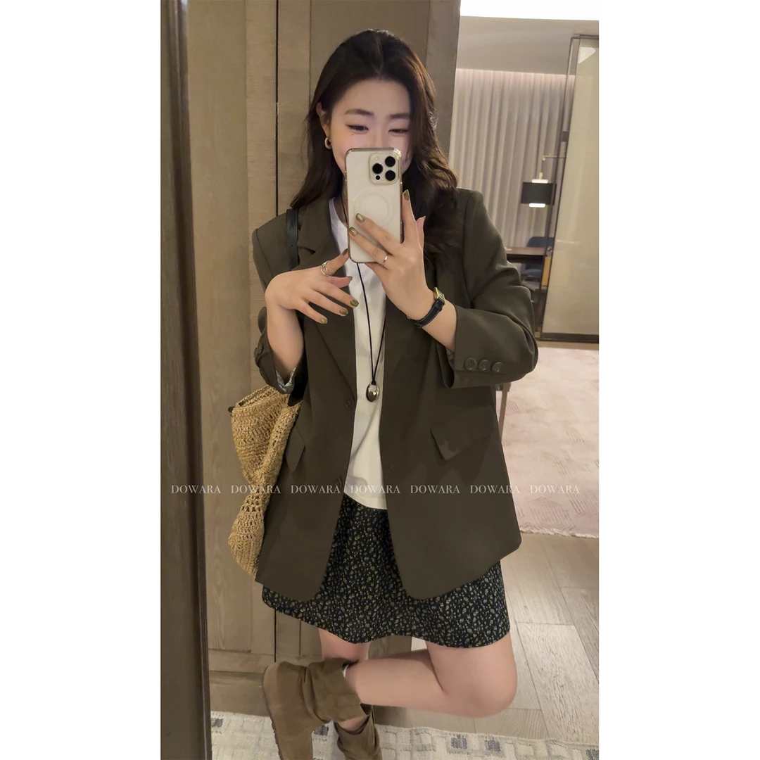 现货大婉酱微胖定制【雨晨橄榄】高级感西装宽松休闲西服外套2559D