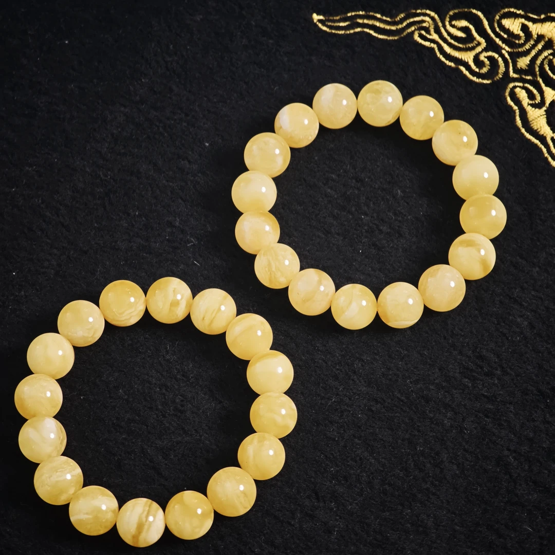 晶匠（只卖头货）白花蜜蜡圆珠手串12mm+ 多样性发一 简约