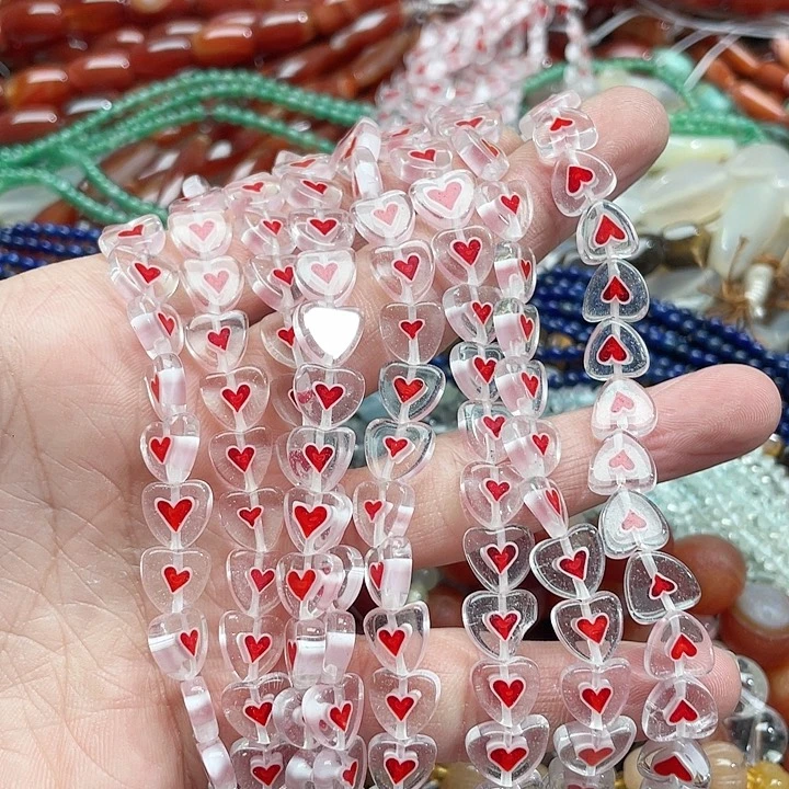 玛瑙/玉髓珠宝半成品未镶嵌一条琉璃爱心