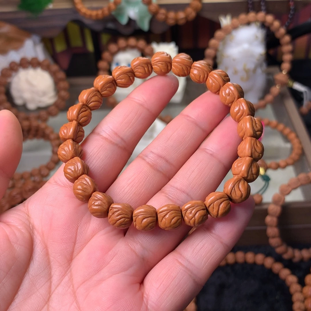 a****桃核吊坠金玉龙手串09