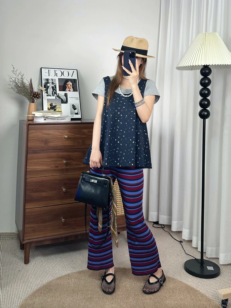 【ODDAONE】设计感小众简约碎花复古宽松背心女简约无袖T恤