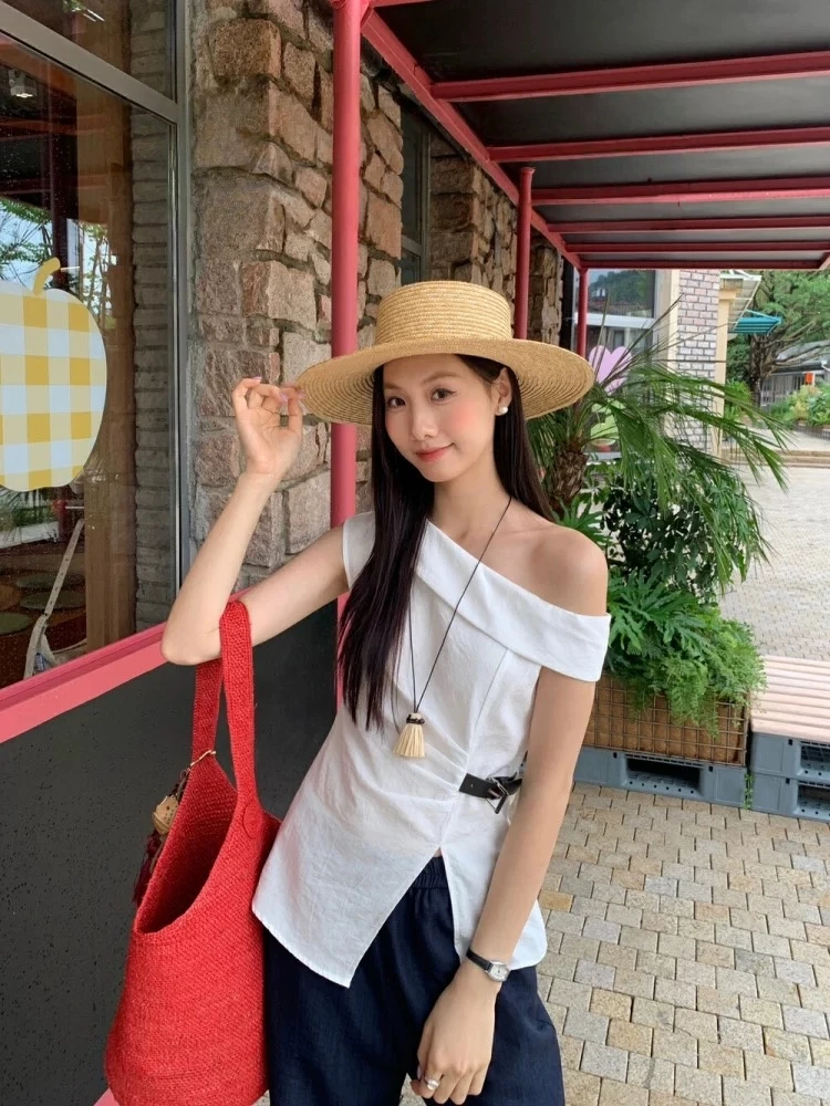 王美丽本丽-no退no换 谨慎下单1182斜肩不规则上衣
