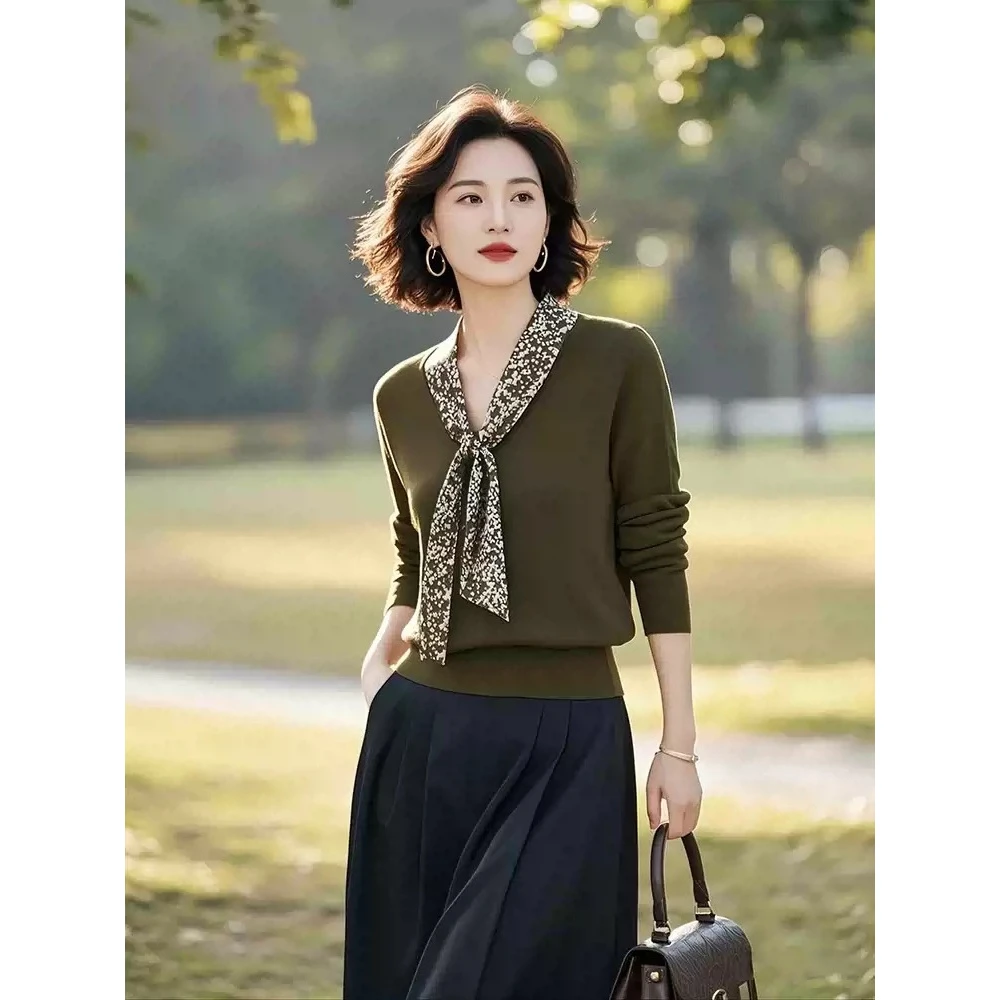 洋气欧货潮时髦超好看时尚中年妈妈毛衣高端精致针织打底衫女早春