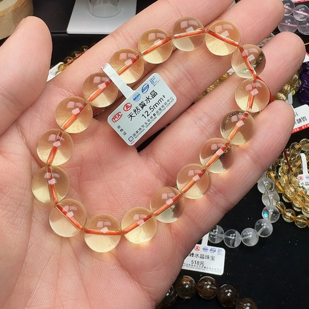 水晶手链未镶嵌天然黄水晶手链未镶嵌12.5mm