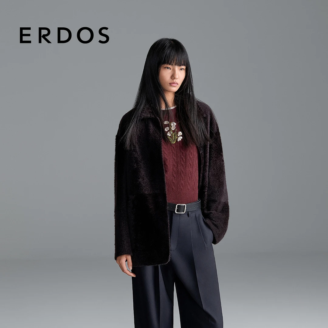 【拉贡皮毛一体】ERDOS 正反两穿女士上衣25年秋新品老钱风皮外套