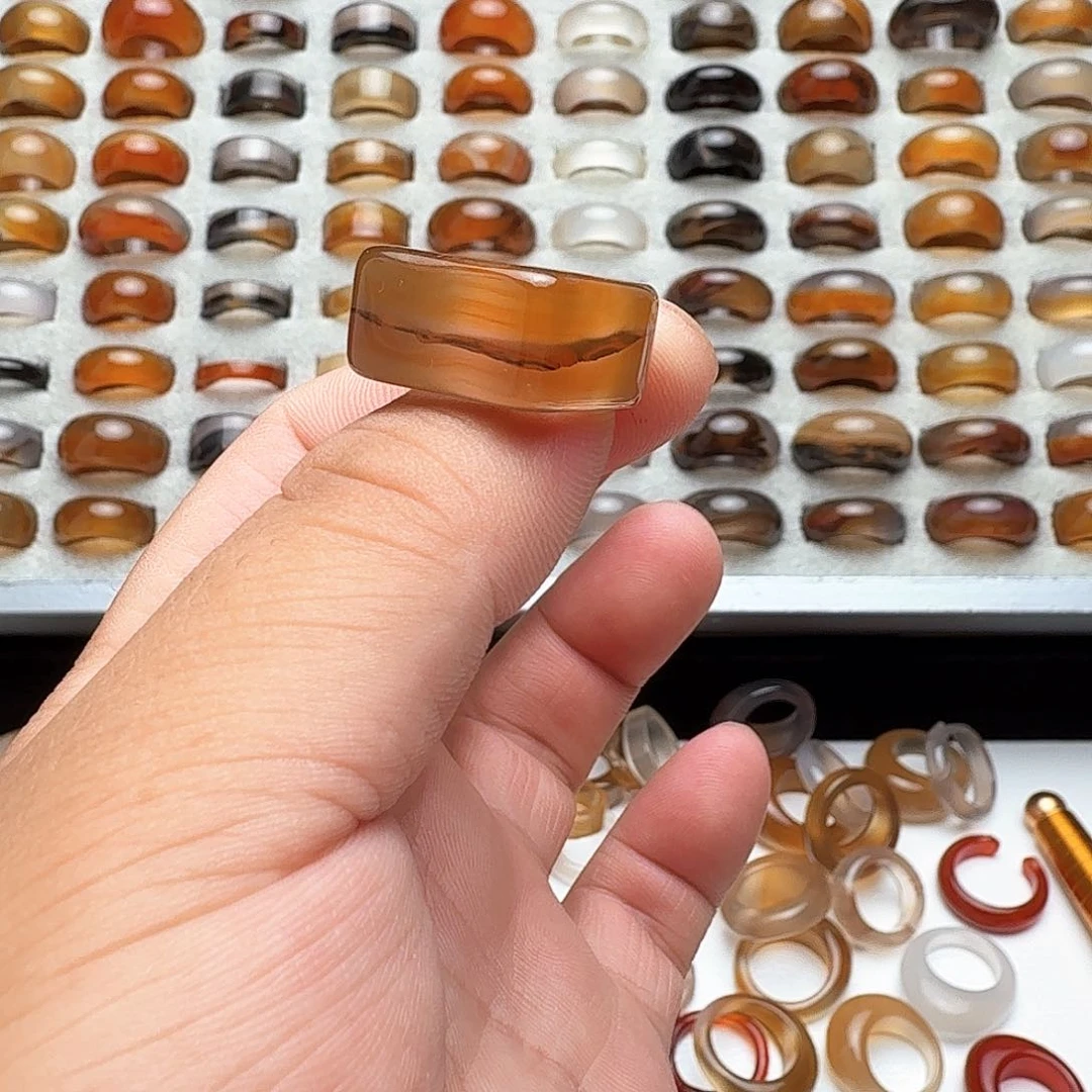 玛瑙/玉髓戒指未镶嵌16圈大漠马鞍福利不退不换介意勿拍