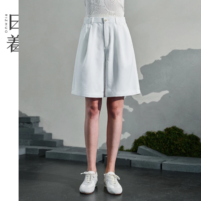 日着侠2025夏新款A字西装短裤薄垂感显瘦高级感休闲裤女RD2378K3