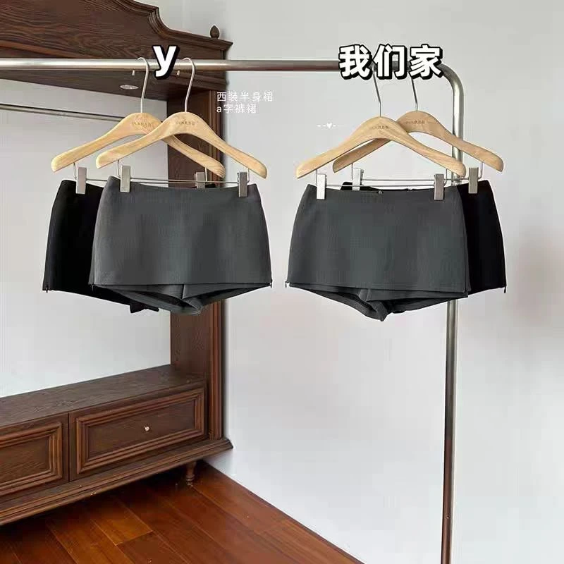 辣妹气质西装开叉半身裙夏季新款高腰显瘦A字百搭包臀防走光短裙