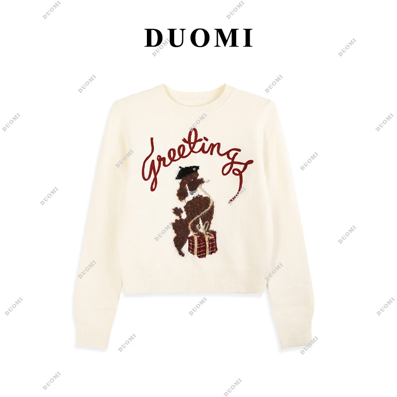 【DUOMI】圆领长袖针织衫女冬季新款洋气软糯套头毛衣DD-0628