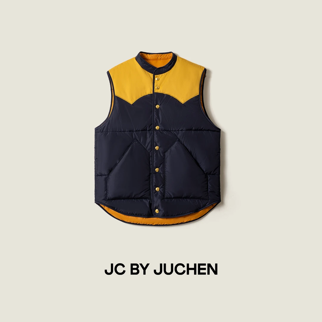 “落基山脉”拓哉同款50th咔叽风复古撞色棉服马甲 FW106001-194