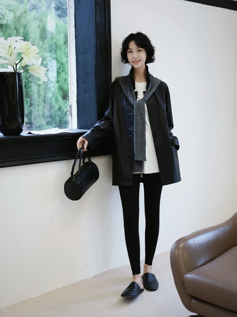 TT设计师【幻影】日系高级感复古感羊皮西装外套女TT190912