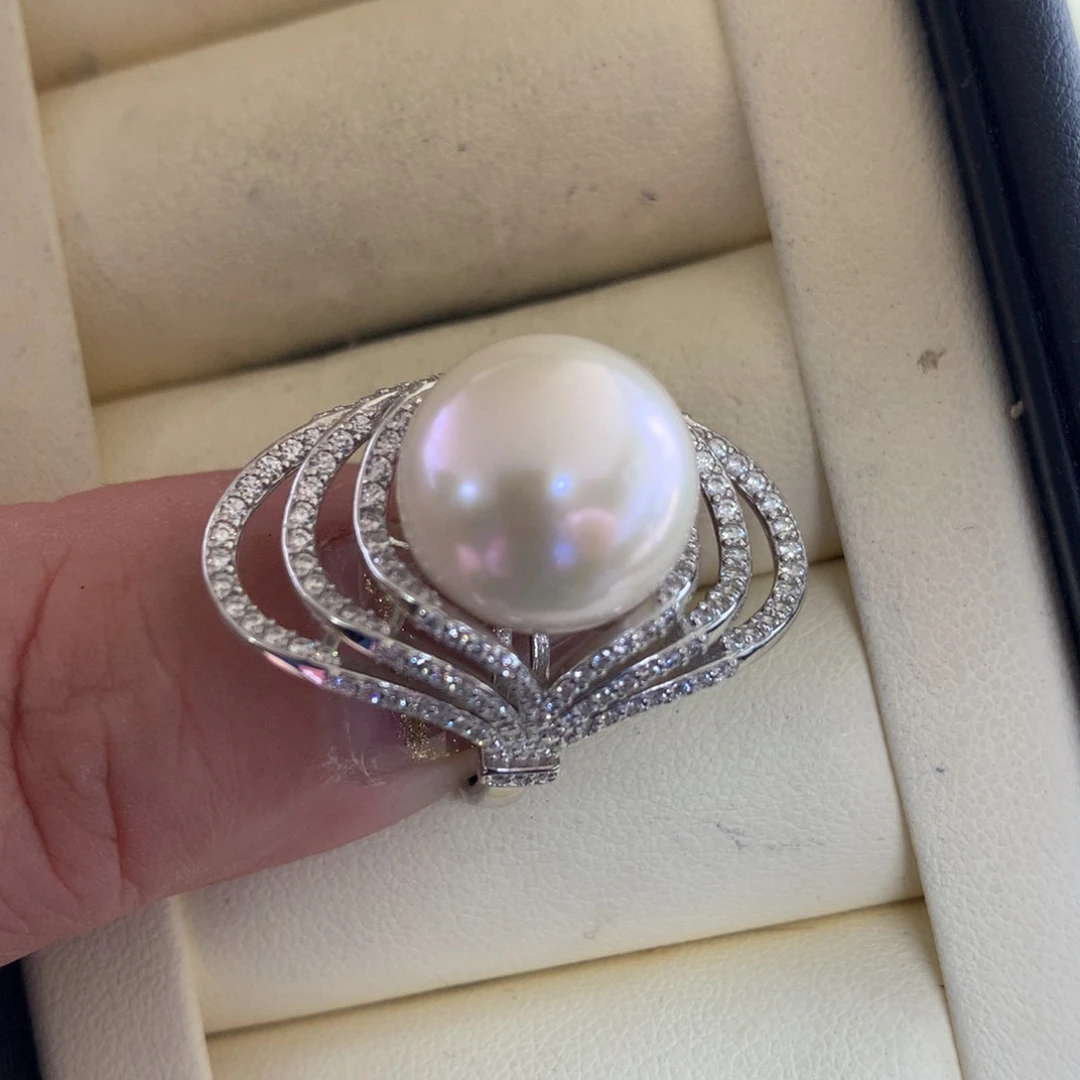 银S925镶嵌淡水珍珠戒指