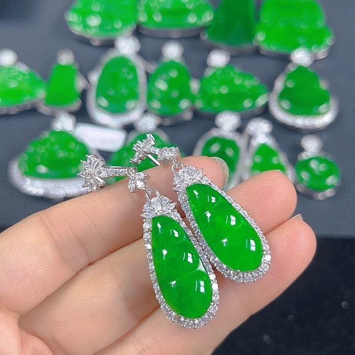 吊坠(不含链)银S925镶嵌翡翠