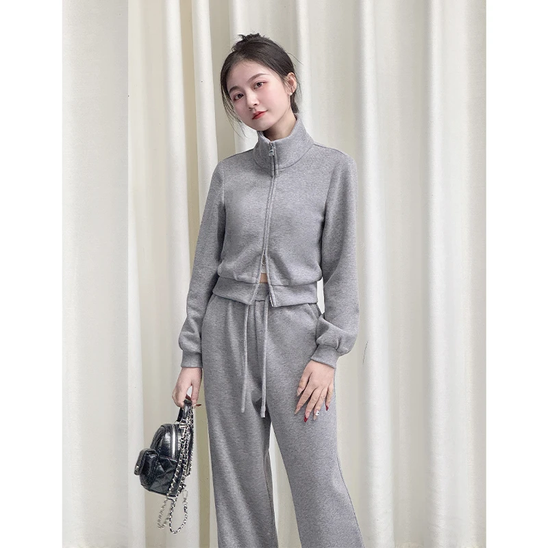【格雷女孩】小娜椒小个子春秋实穿立领卫衣阔腿裤休闲时尚套装女