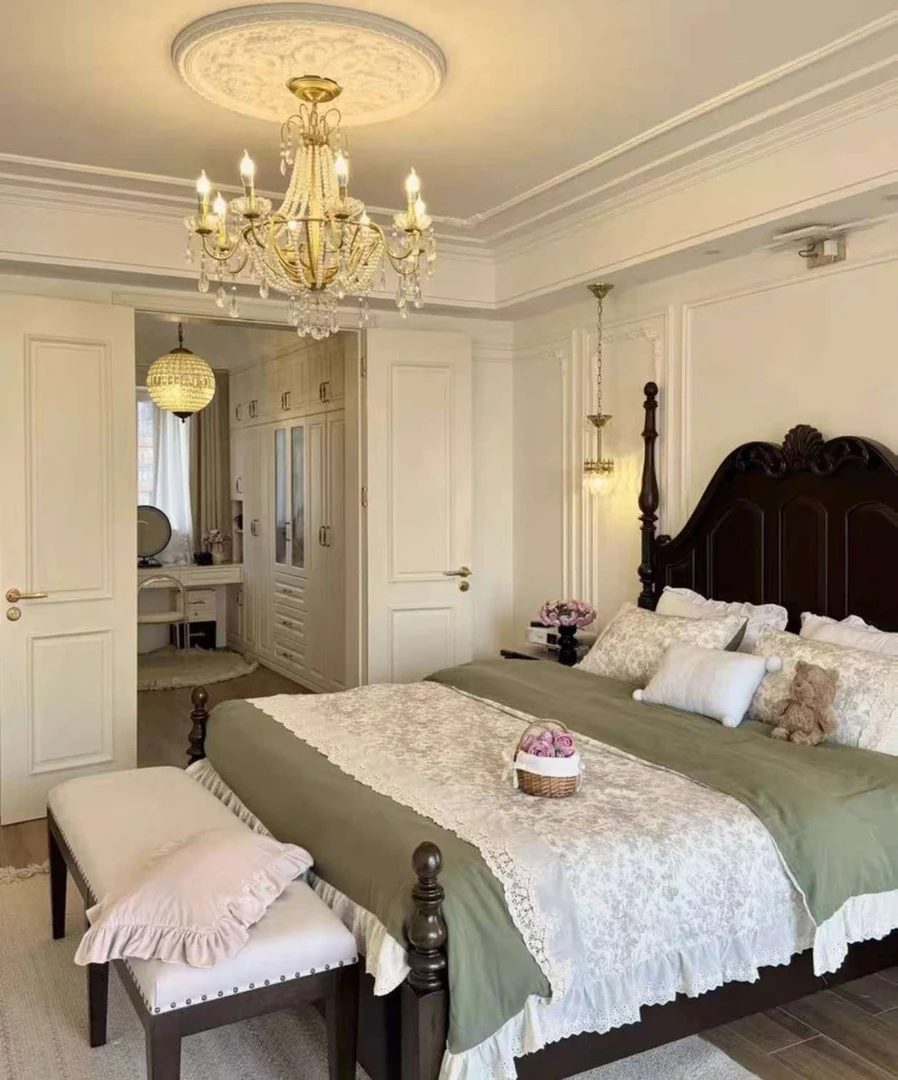 南枝-A类全棉皱皱纱纯棉百分百棉AB面四件套双人床卧室轻奢清新款