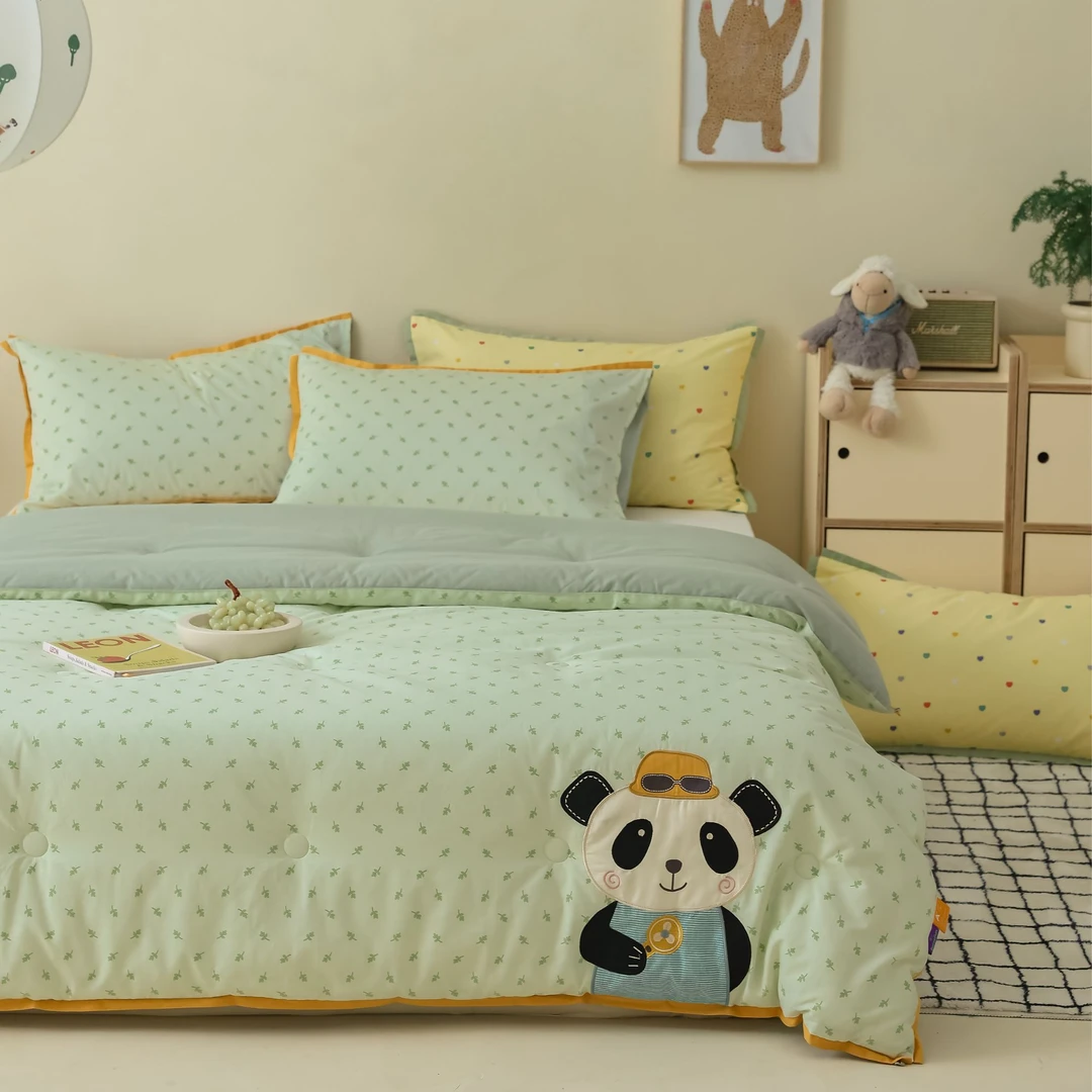 小玲子家纺 美乐-熊猫宝宝 100棉儿童A类全棉春秋被全棉双人冬被