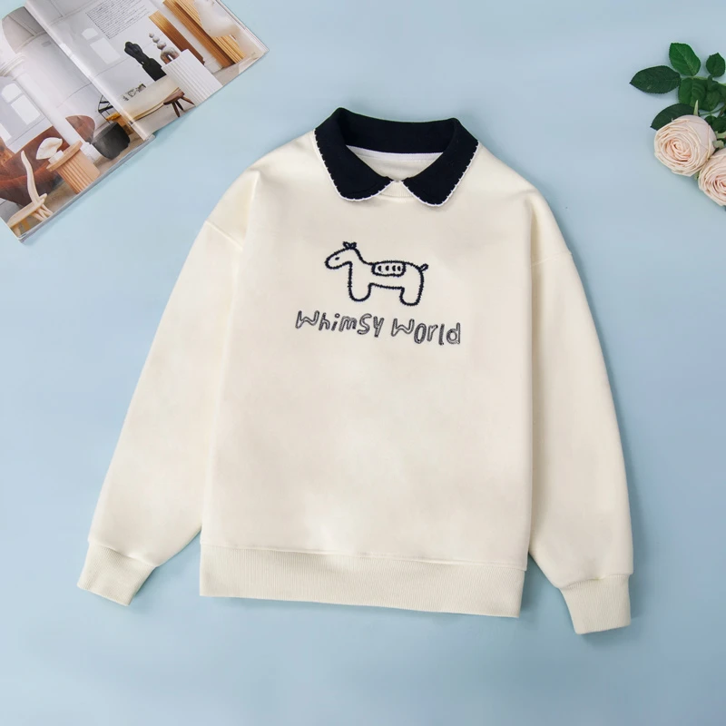 2500女童加绒卫衣2025年款秋冬款青少年保暖内搭洋气时髦童装衣服