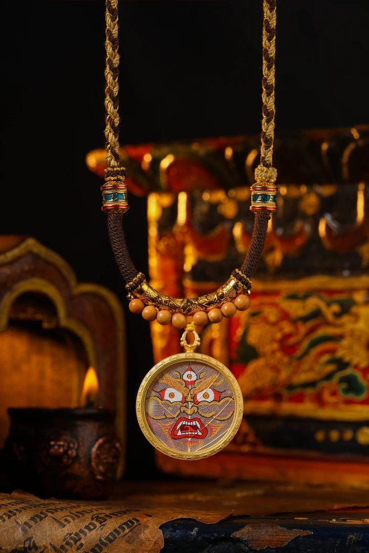 【菩提叶·大黑天】纯手工绘制唐卡 手工编织挂绳（多样性发其一）