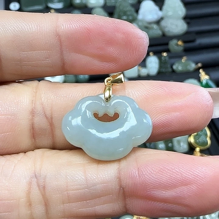 和田玉吊坠(不含链)银S925镶嵌墨*