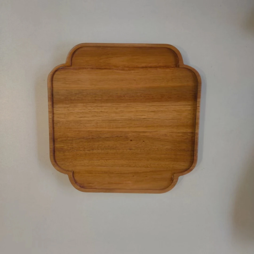 利利家家用实木果盘托盘茶盘重竹花窗款一只清库存微瑕