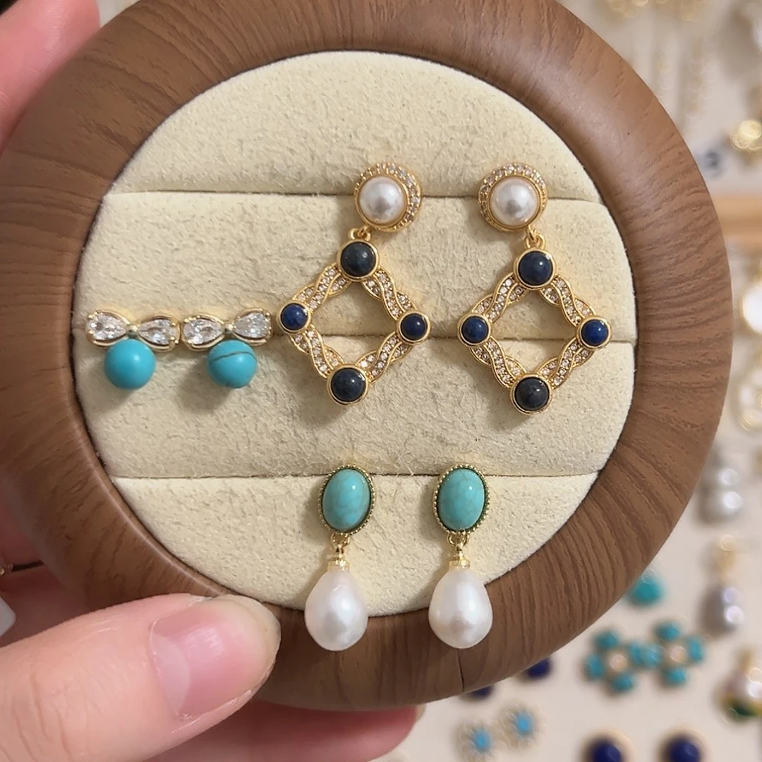 耳饰银S925镶嵌淡水珍珠三对打包出45.58.48