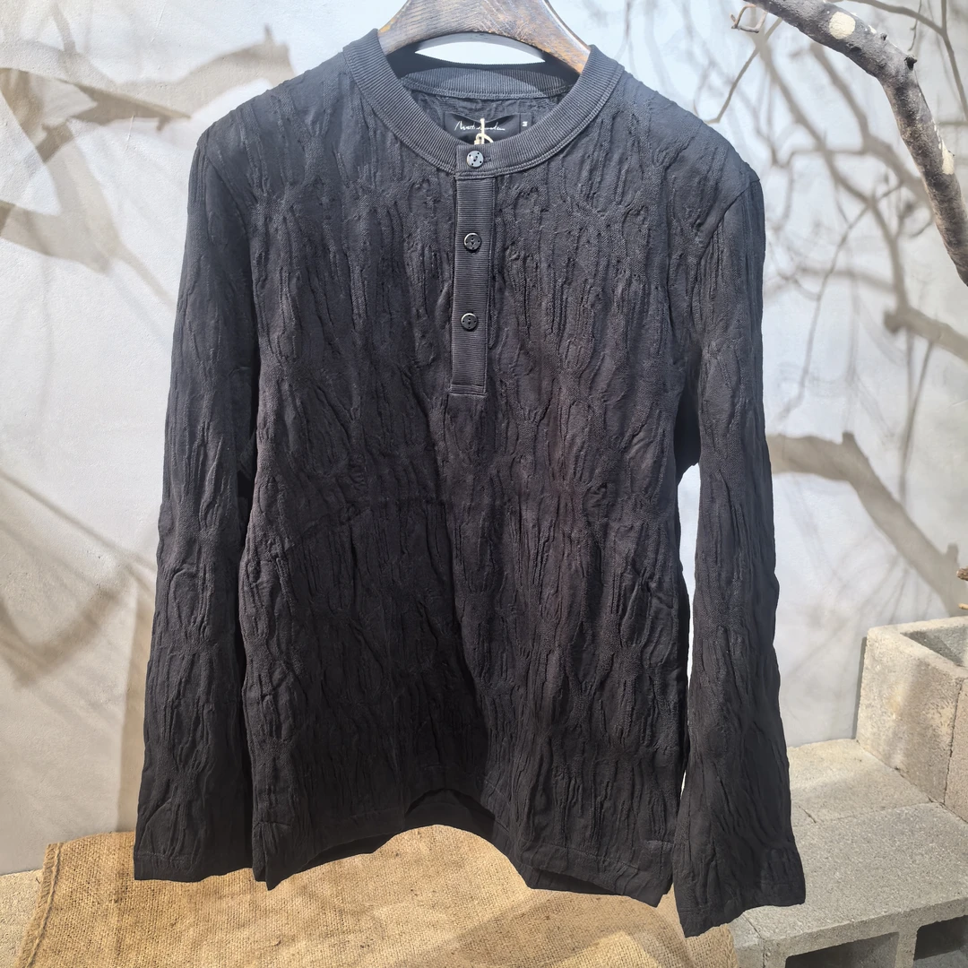 北纬三十度原创设计师男装春季百搭休闲时尚圆领polo领长袖T恤