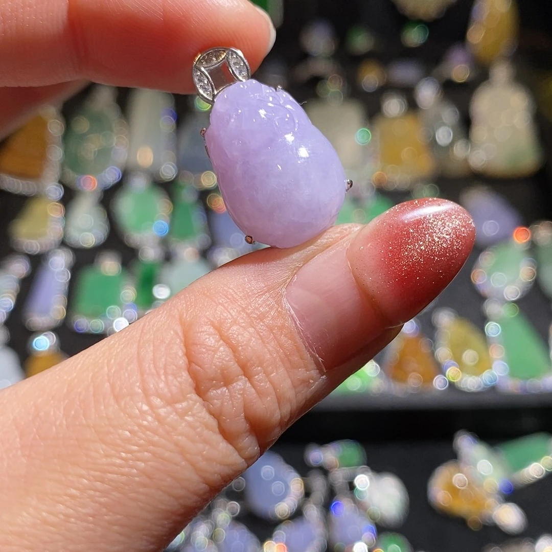 颈饰银S925镶嵌翡翠天然翡翠