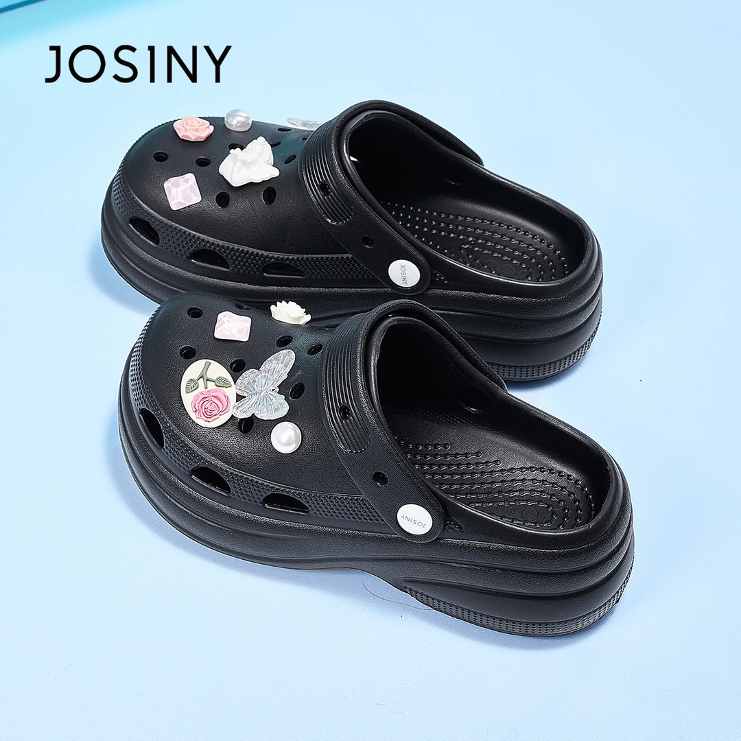 卓诗尼洞洞鞋女2025新款夏季外穿厚底包头半拖鞋女软底沙滩鞋凉鞋