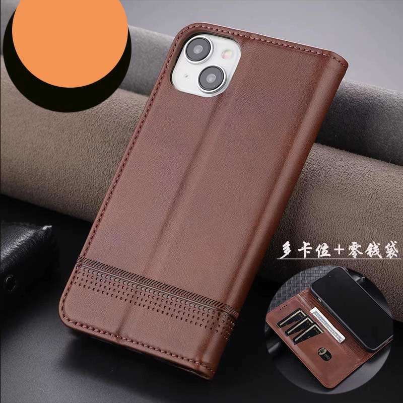 适用苹果iPhone15Plus手机壳翻盖式皮套防摔插卡钱包款商务保护套