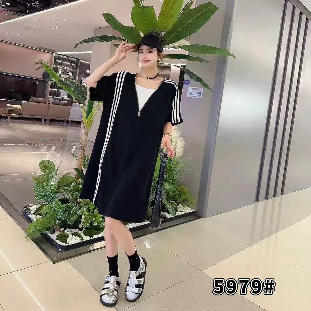 5979-2025年夏季新款时尚休闲拼接显瘦连衣裙