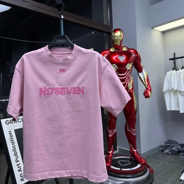 设计师春夏季短袖上衣罗纹装饰红色男士T恤男装四季通用百搭