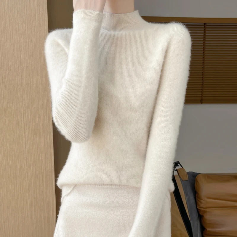 【无缝一体成型半高领】安迪绒秋冬新款半高领纯色打底衫针织衫衫女
