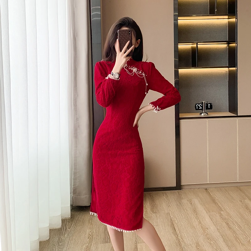 实拍 新款改良旗袍少女年轻款礼服连衣裙