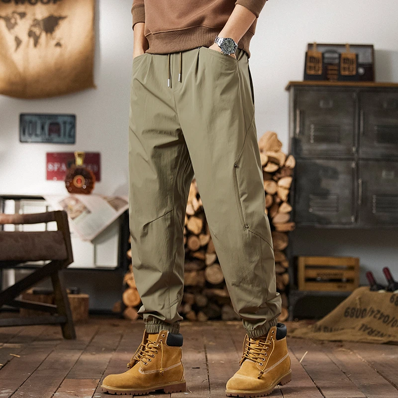 美式复古2025新款春秋季潮流百搭宽松束脚工装裤男直筒弯刀休闲裤