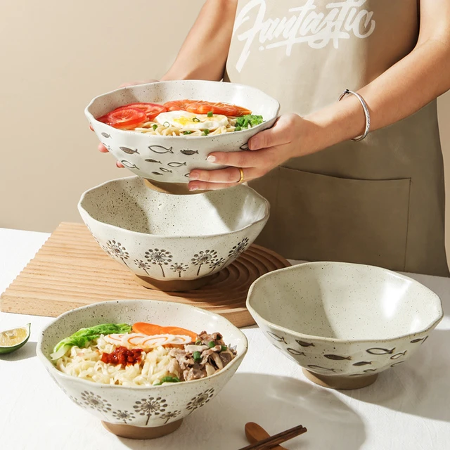 日式粗陶餐具拉面 面碗商用麻辣烫牛肉面 面碗汤碗大碗斗笠碗家用