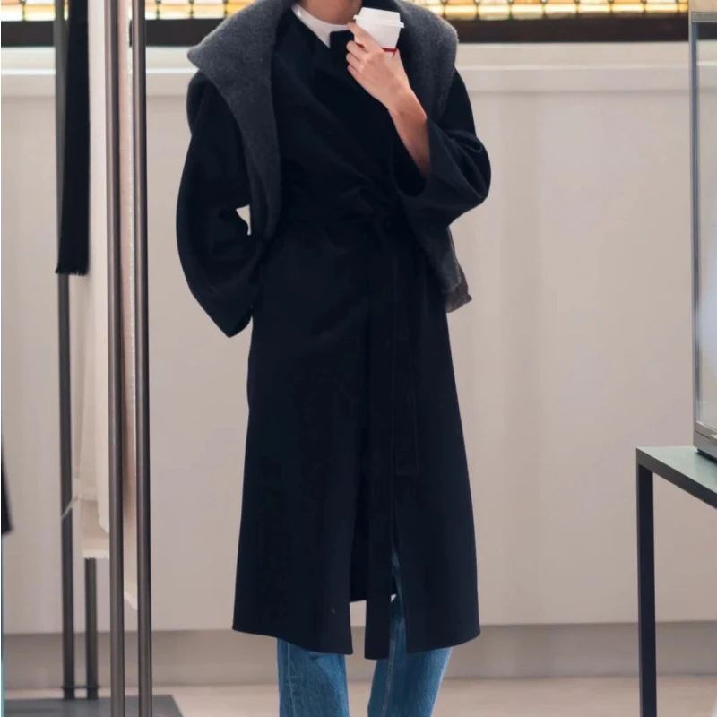 秋季百搭显瘦宽松毛呢大衣女款X2530664